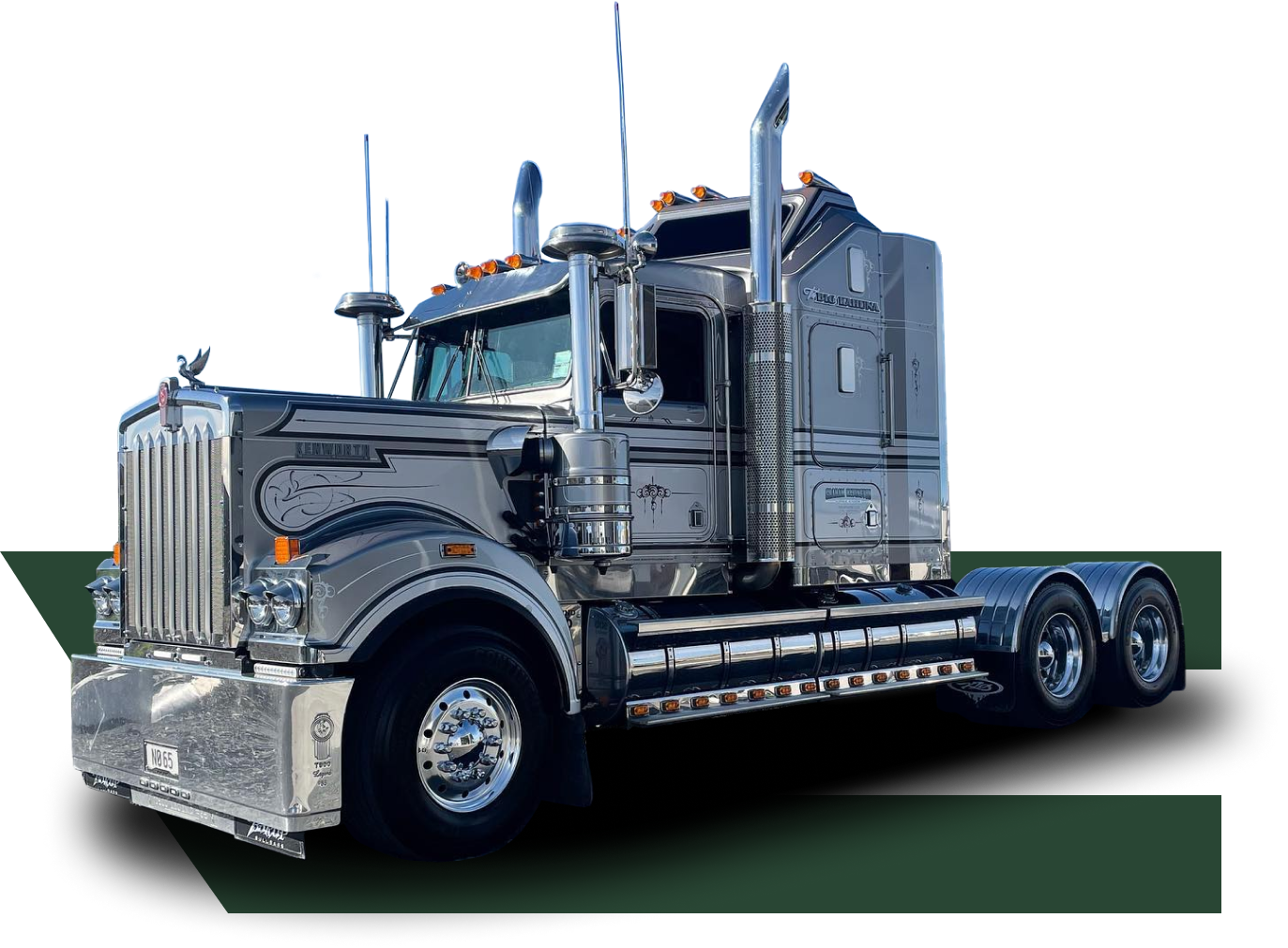 Semitruck on Green Lines Vector